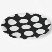 Polka Dot (Schwarz & Weiß) in beliebiger Größe anp Pappteller (Schrägansicht)