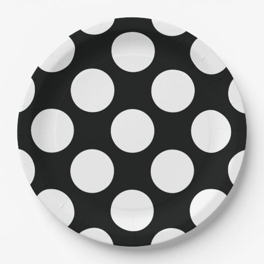 Polka Dot (Schwarz & Weiß) in beliebiger Größe anp Pappteller (Vorderseite)