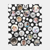 Polka Dot Schwarz-weiß Monogramm 14 Fotomaterial Fleecedecke (Vorderseite)
