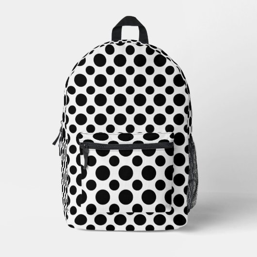 Polka Dot Schwarz-weißes Muster Bedruckter Rucksack (Vorderseite)