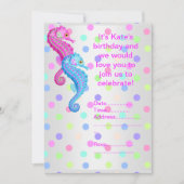 POLKA DOT SEEPFERD PARTY EINLADUNG Silber (Vorderseite)