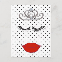 Polka Dot Shower Wo ist mein Lipstick Tiara Party Postkarte