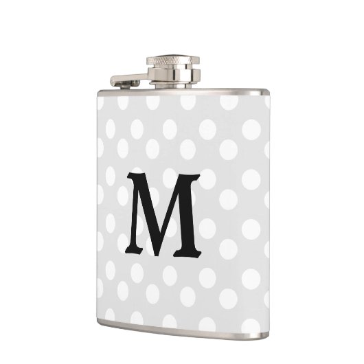 Polka Dot Silver Gray Monogram Eleganter Hip Flask Flachmann (Links)