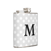 Polka Dot Silver Gray Monogram Eleganter Hip Flask Flachmann (Rechts)
