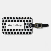 Polka Dot Silver Mrs. Luggage Tag Gepäckanhänger (Vorderseite horizontal)