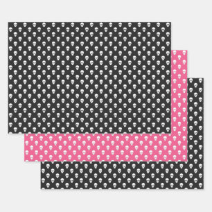 Polka Dot Skulls Wrapping Paper Set Geschenkpapier Set