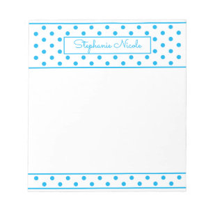 Polka Dot Sky Blue Personalisiert Border Notizblock