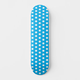 Polka Dot Sky Blue und White Skateboard