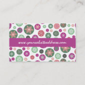 Polka Dot Snowflakes Retro Weihnachtsfeiertag Visitenkarte (Rückseite)