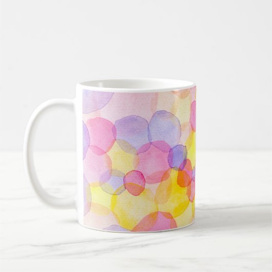 Polka Dot Splash: Farbenfrohe Wasserfarbe Kaffeetasse (Links)