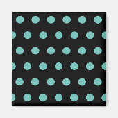 Polka Dot Square Magnet (Black & Aqua) (Vorne)