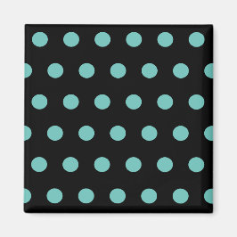 Polka Dot Square Magnet (Black & Aqua)