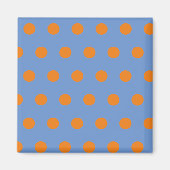 Polka Dot Square Magnet (Denim Blue & Orange) (Vorne)