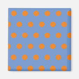 Polka Dot Square Magnet (Denim Blue & Orange)