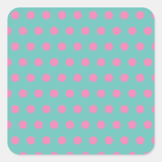 Polka Dot Square Stickers (Aqua & Pink) (Vorderseite)