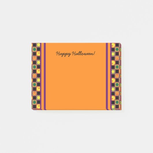 Polka Dot Squares Halloween Pumpkin Pattern Post-it Klebezettel (Vorderseite)