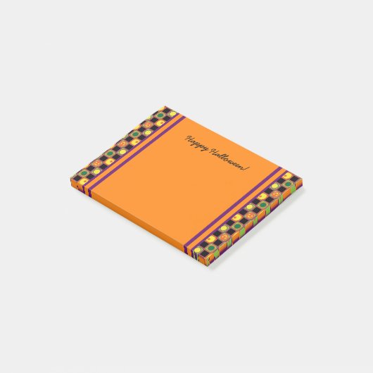 Polka Dot Squares Halloween Pumpkin Pattern Post-it Klebezettel (angewinkelt)