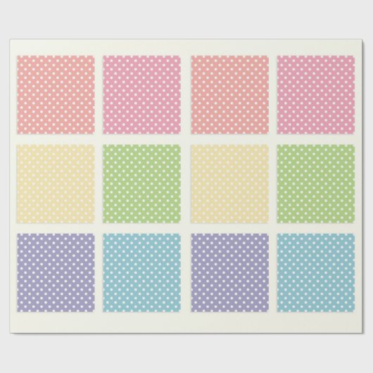 Polka Dot Squares, Pastel Geschenkpapier (Flach)