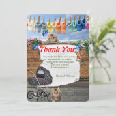 Polka-Dot Street Scene & Kittens Dankeskarte (Stehend Vorderseite)