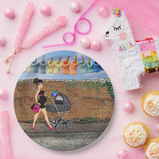 Polka-Dot Street Scene Pappteller (Party)