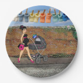 Polka-Dot Street Scene Pappteller (Vorderseite)