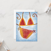 Polka Dot String Bikini Grußkarte Karte (Vorderseite/Rückseite Beispiel)