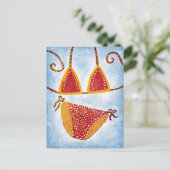 Polka Dot String Bikini Postcard Postkarte (Stehend Vorderseite)