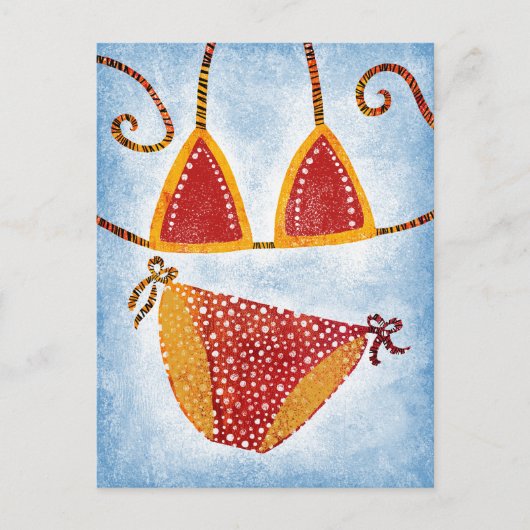 Polka Dot String Bikini Postcard Postkarte (Vorderseite)