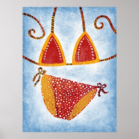 Polka Dot String Bikini Poster Kunst, Dichtung und (Vorne)