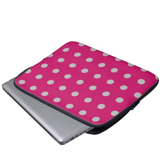 Polka Dot Tablet Case (Hot Pink & Gray) (Vorne Knopf)