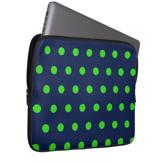 Polka Dot Tablet Case (Navy Blue & Lime Green) (Vorne Rechts)