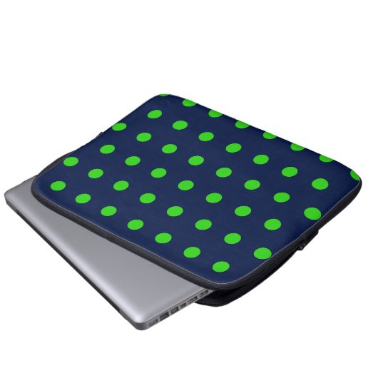 Polka Dot Tablet Case (Navy Blue & Lime Green) (Vorne Knopf)