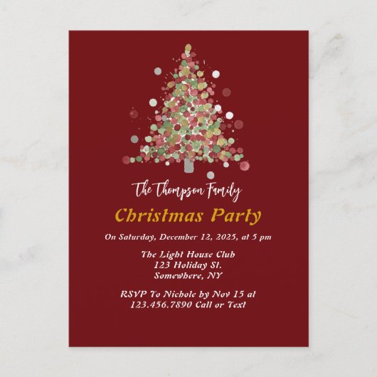 Polka Dot Tannenbaum-Weihnachtsfeier Postkarte (Vorderseite)
