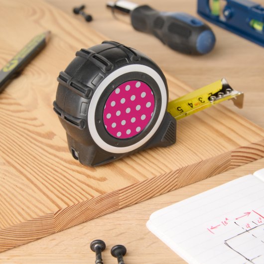 Polka Dot Tape Measure (Hot Pink & Gray) Maßband (Holzbau)