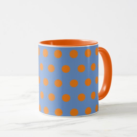 Polka Dot Tasse (Denim Blue & Orange) (VorderseiteRechts)