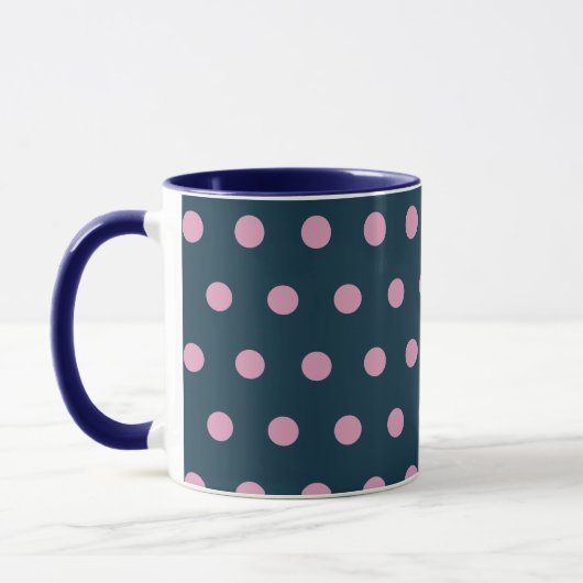 Polka Dot Tasse (Mitternachtsblau und Soft Pink) (Links)