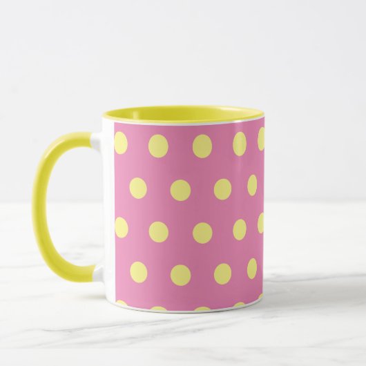 Polka Dot Tasse (rosa und weich gelb) (Links)