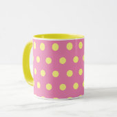 Polka Dot Tasse (rosa und weich gelb) (Vorderseite Links)
