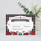 Polka Dot Tattoo Rockabilly Wedding Rsvp Card Karte (Stehend Vorderseite)