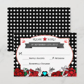 Polka Dot Tattoo Rockabilly Wedding Rsvp Card Karte (Vorne/Hinten)