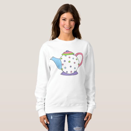 Polka Dot Tea Pot Teapot Tee Party Sweatshirt (Vorne ganz)