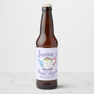 Polka Dot Teapot Nachmittag Tea Bridal Babydusche Bierflaschenetikett