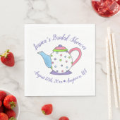 Polka Dot Teapot Nachmittag Tea Bridal Babydusche Serviette (Beispiel)