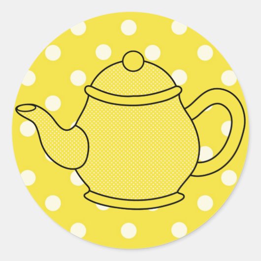 Polka Dot Teapot V2 Runder Aufkleber (Vorderseite)