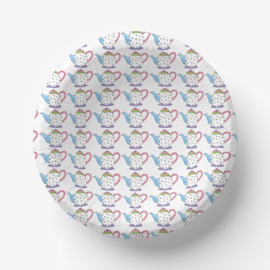Polka Dot Tee Party Pot Teapot Napkins Pappteller (Vorderseite)