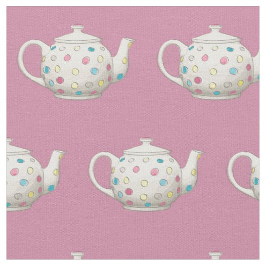 Polka Dot Tee Pot Pink Stoff (Nahaufnahme)