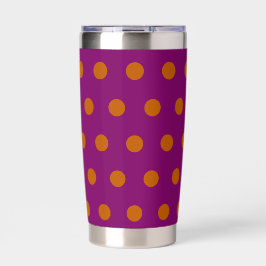 Polka Dot Thermal Tumbler (Deep Magenta & Orange) Thermobecher
