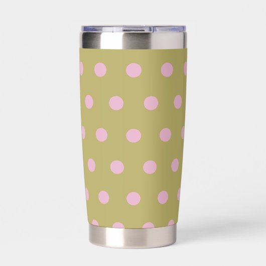 Polka Dot Thermal Tumbler (Gold und Pastellrosa) Thermobecher (Vorderseite)