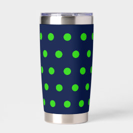 Polka Dot Thermal Tumbler (Navy Blue & Lime Green) Thermobecher