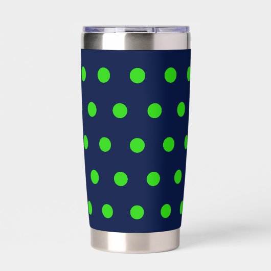 Polka Dot Thermal Tumbler (Navy Blue & Lime Green) Thermobecher (Vorderseite)